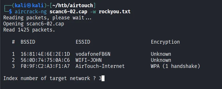 Aircrack output while cracking PSK