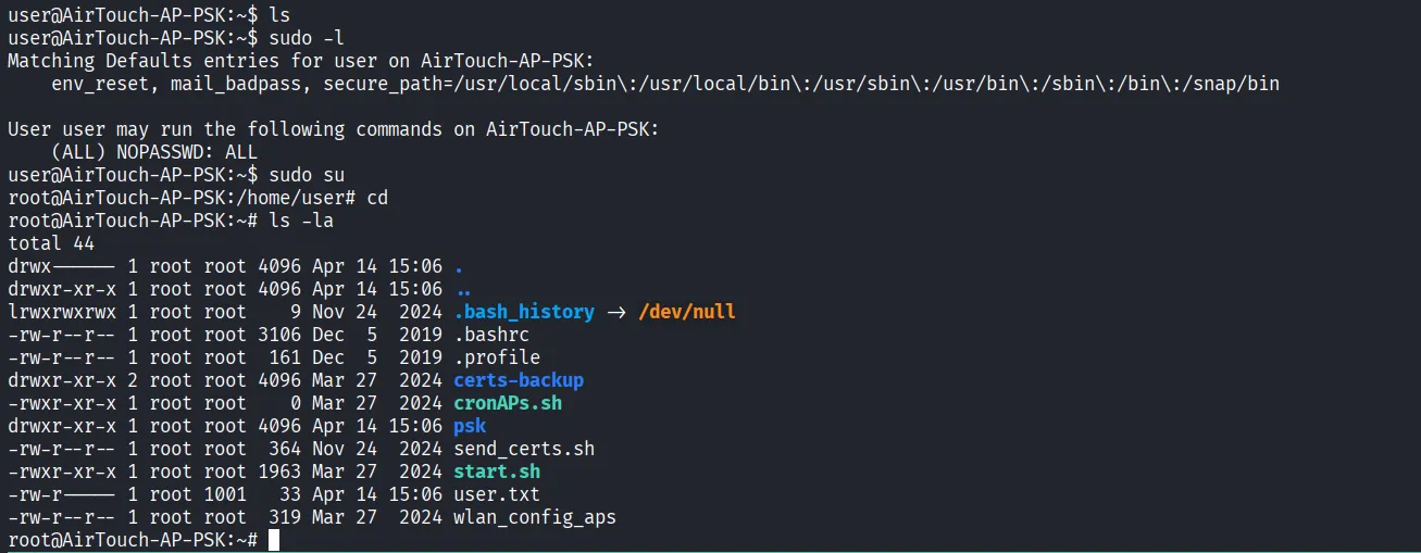 Passwordless sudo on PSK AP