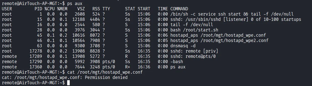 Process list highlighting hostapd