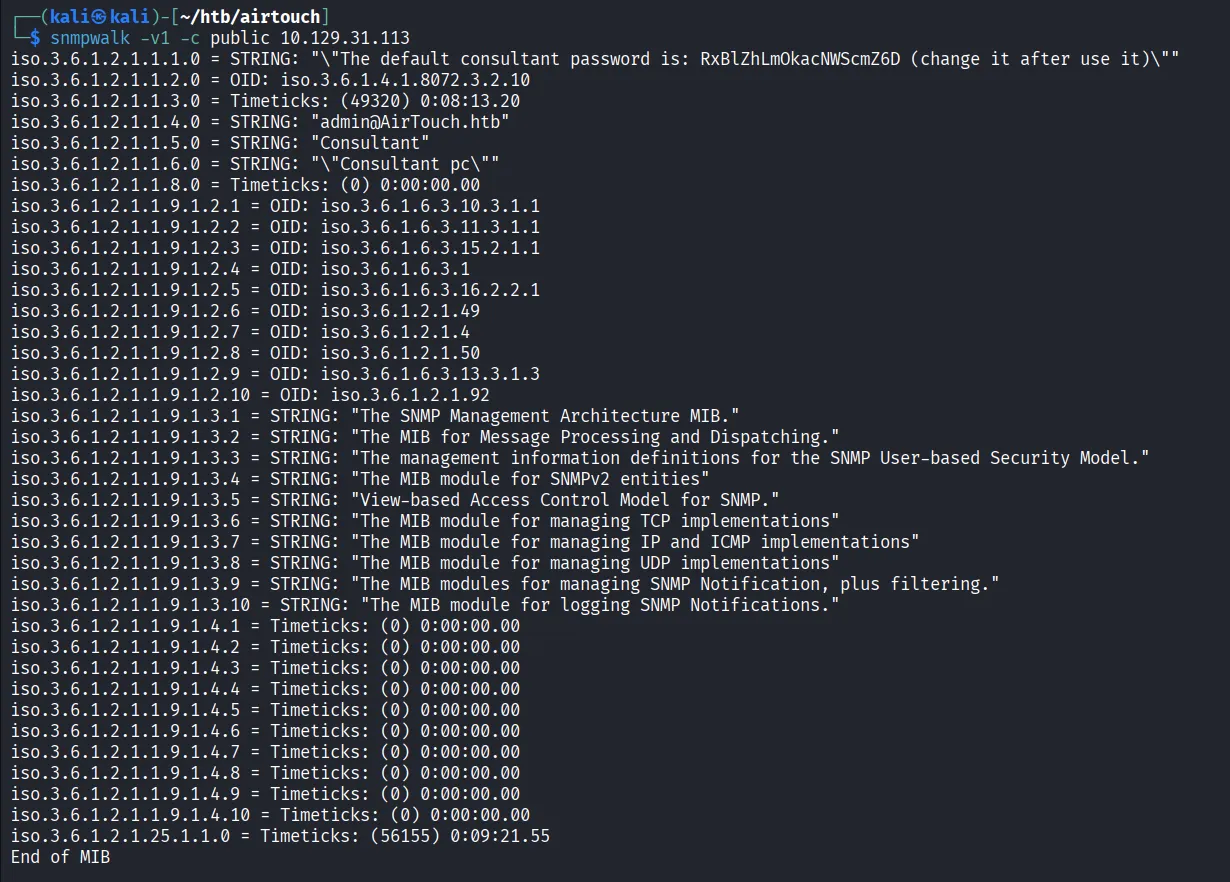 SNMP walk output