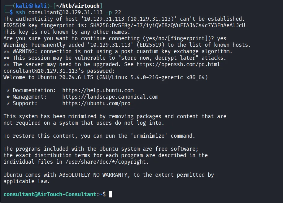 SSH login to consultant workstation