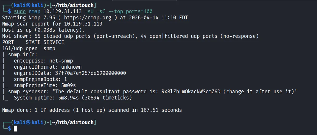 UDP scan revealing SNMP information