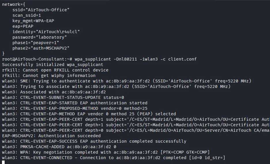 Connecting to AirTouch-Office with wpa_supplicant